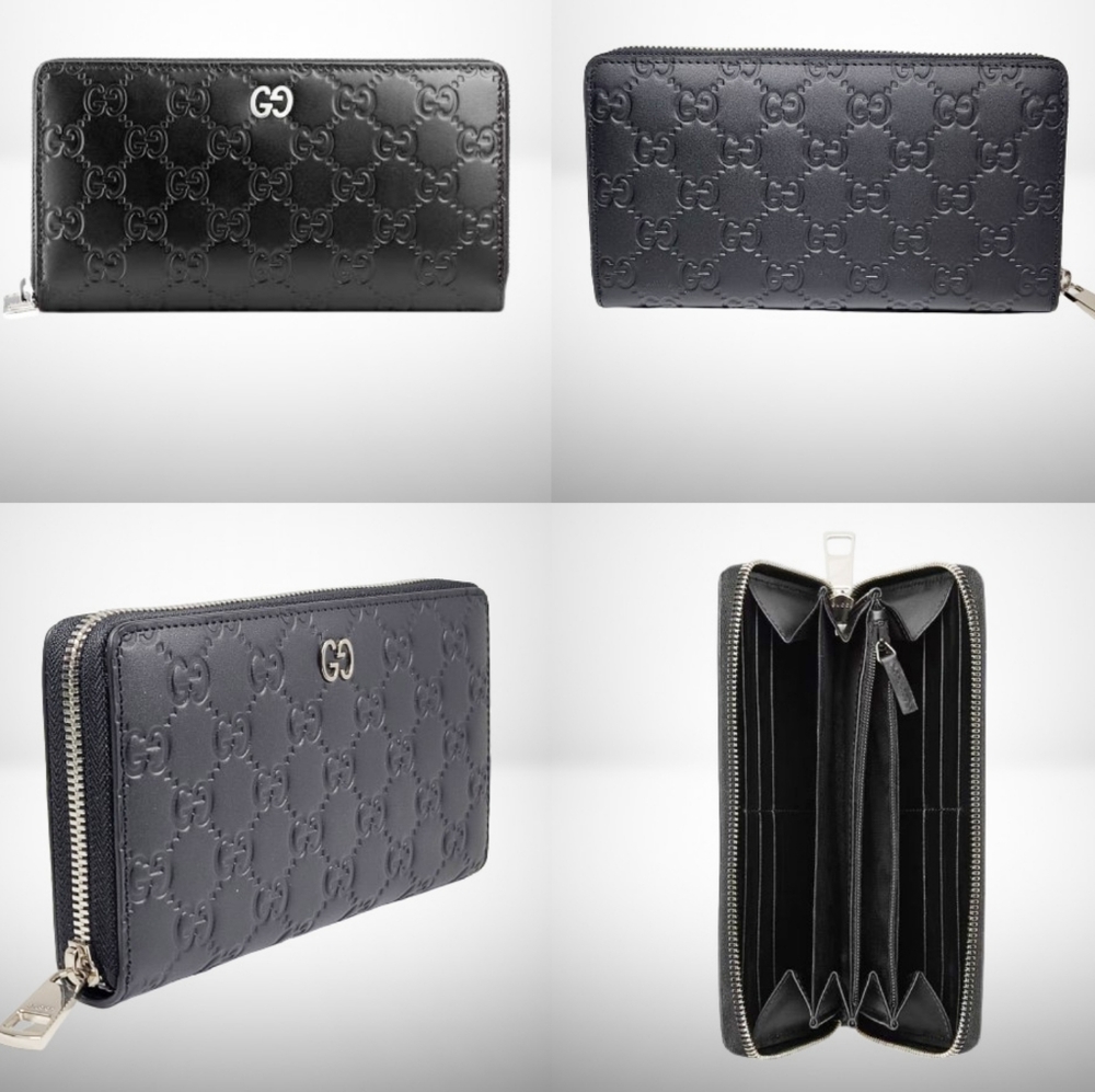 GUCCI GG SIGNATURE ZIP AROUND WALLET